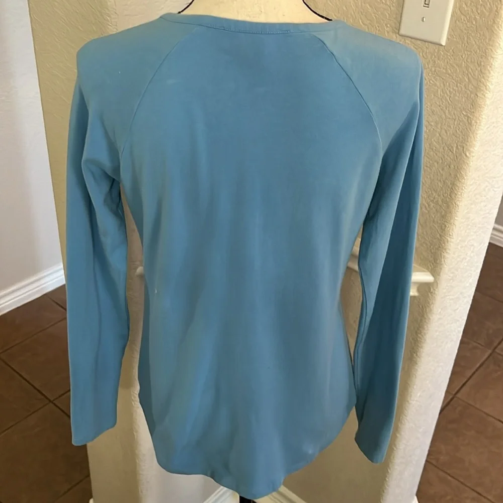 Michael Kors blue long sleeve top blouse Size M